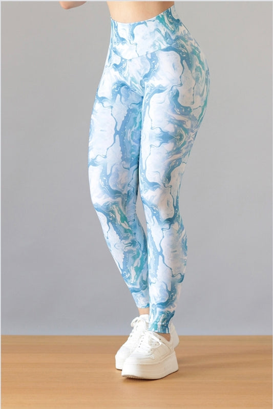 LEGGIN AZUL MARMOL PUSH UP