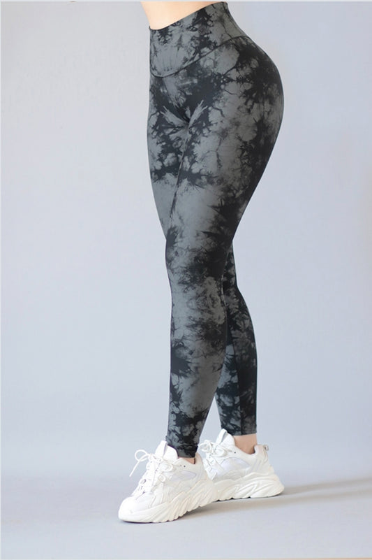 LEGGIN NEGRO GRIS MARMOL PUSH UP