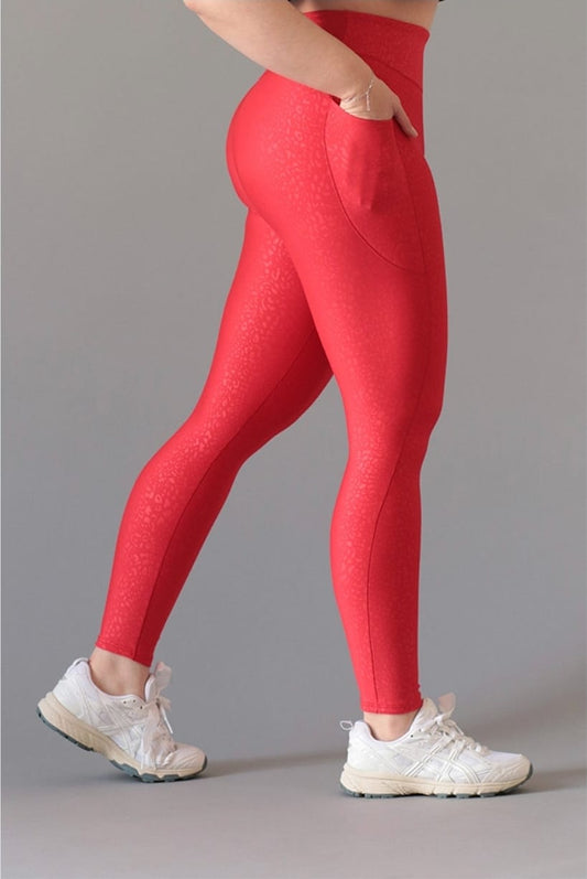 LEGGIN ROJO CON BOLSAS LATERALES